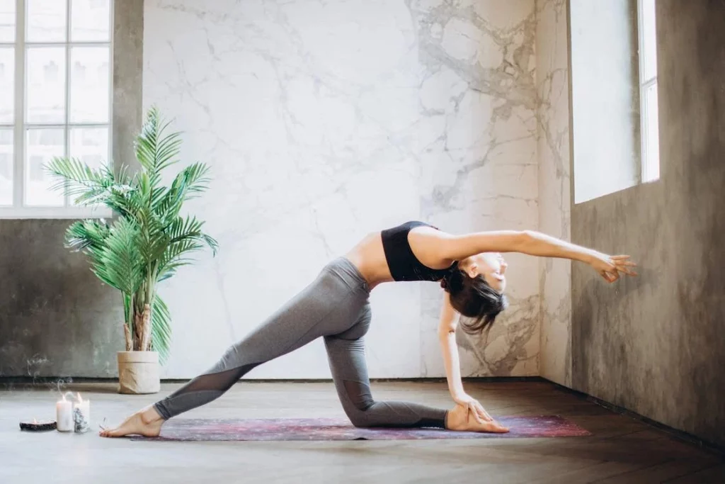 performing yoga